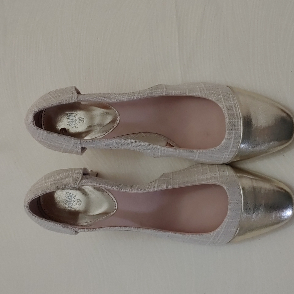 H&M Women's Size 8.5  3 inch Woven Linen Heel NWOB